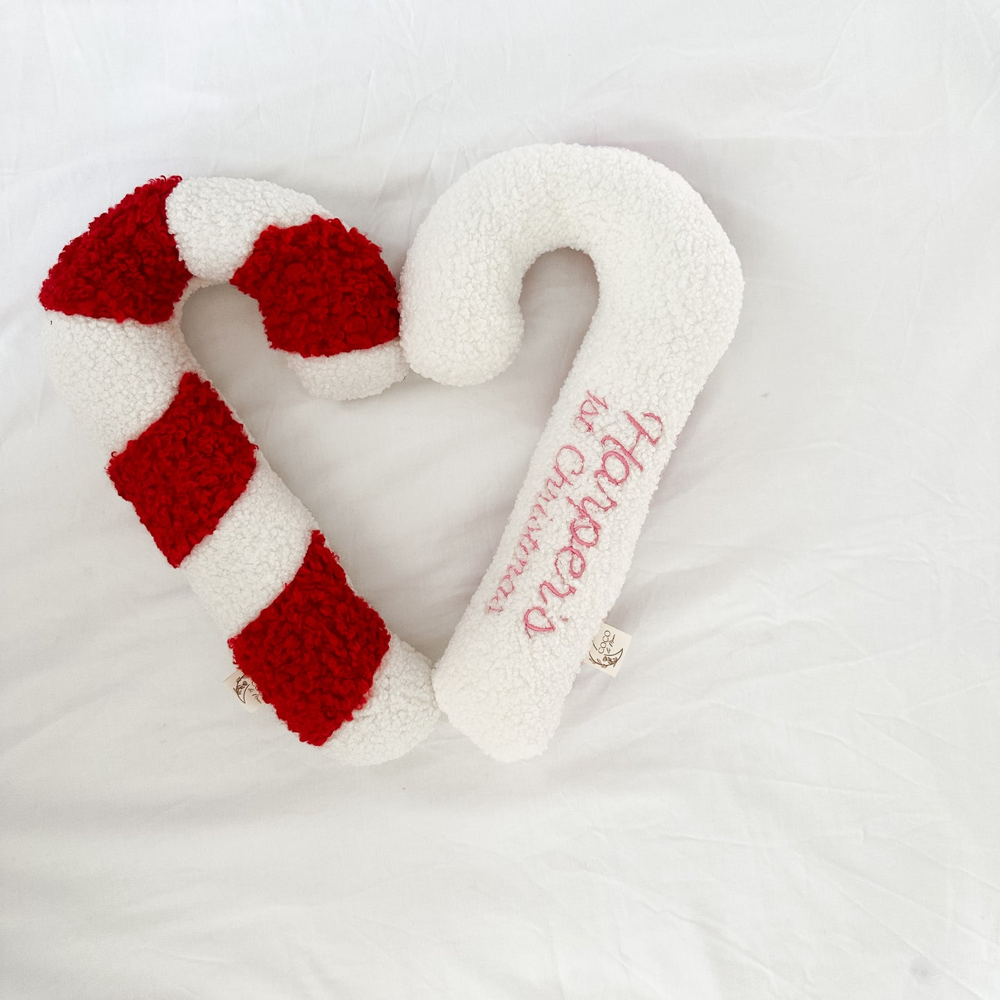 Embroidered Candy Cane Cushion