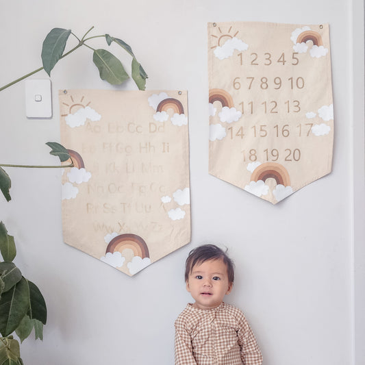 ABC or 123 Banner - Rainbows