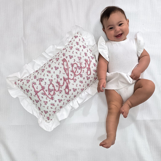 Royal Cushion -Hand Embroidered Name (Fabric Options)