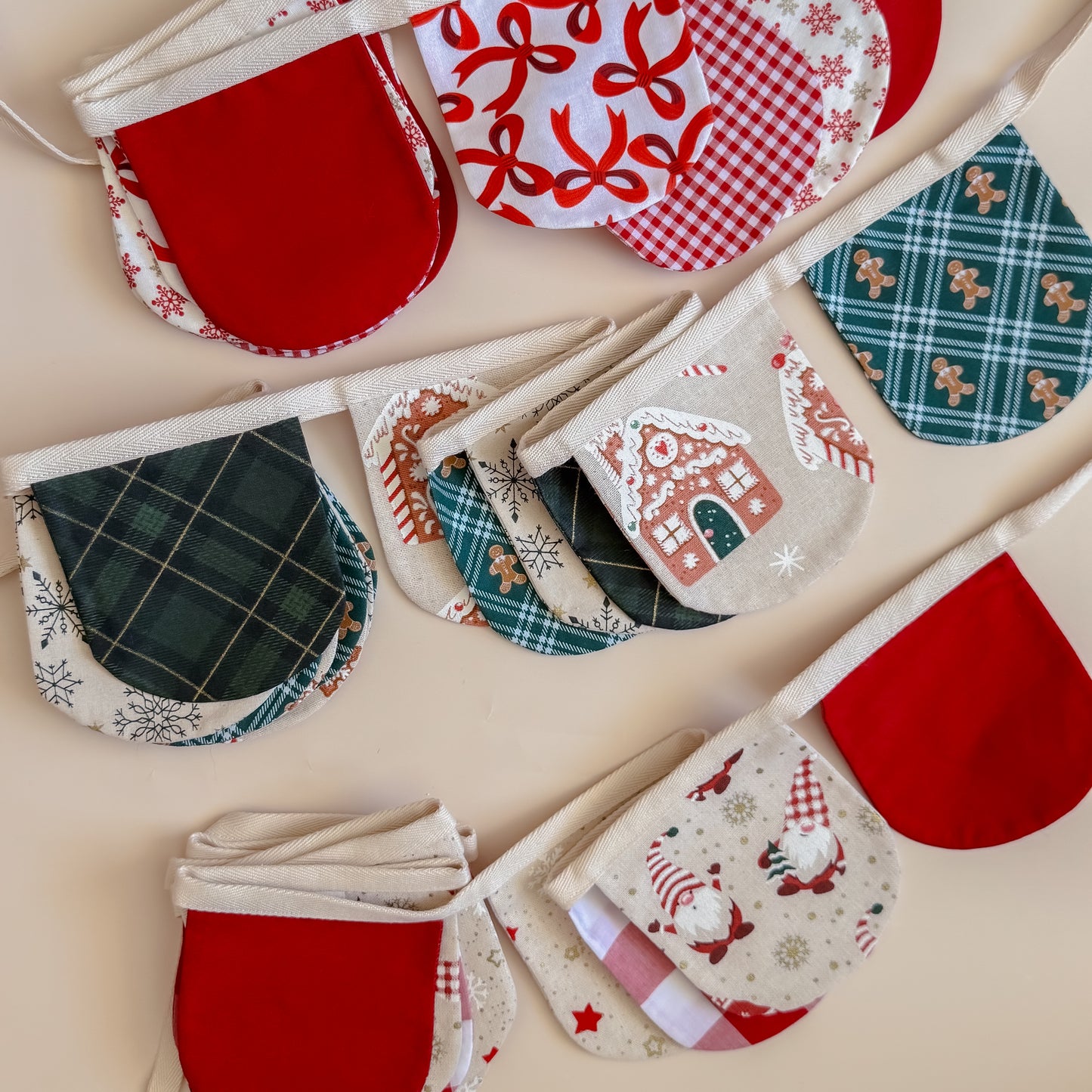 Christmas Fabric Bunting - Large (Colour Options)